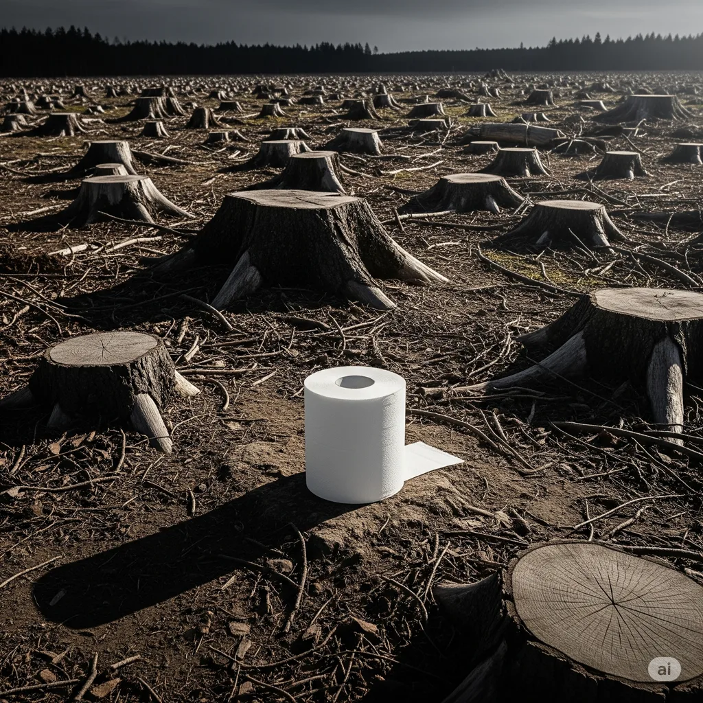 Stoppez l'impact du papier toilette sur nos forêts et l'eau ! Découvrez les alternatives écologiques et faites des économies. Un geste simple pour la planète.
